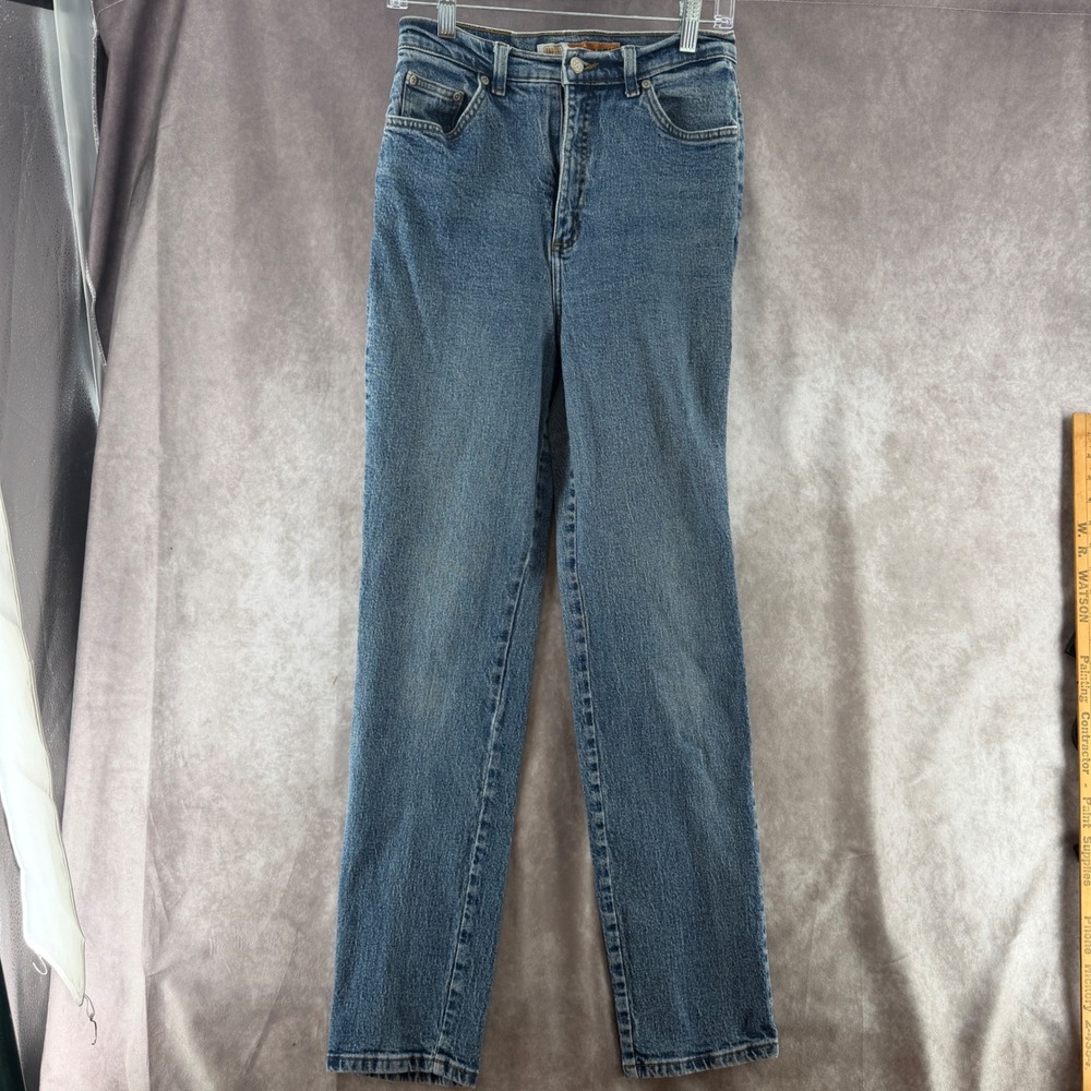 Faded Glory Womens High Rise Straight Leg Stretch Jeans Medium Wash 8 Tall